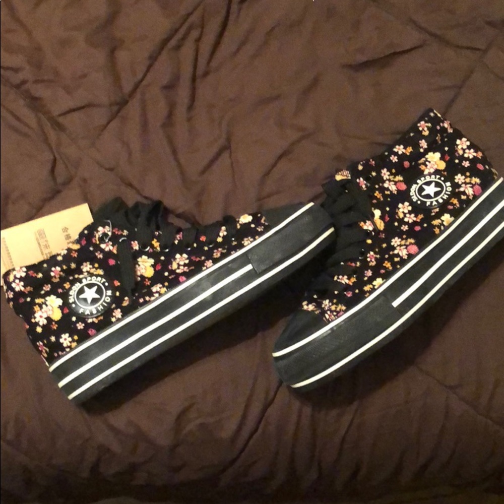 Floral Wedge Sneakers